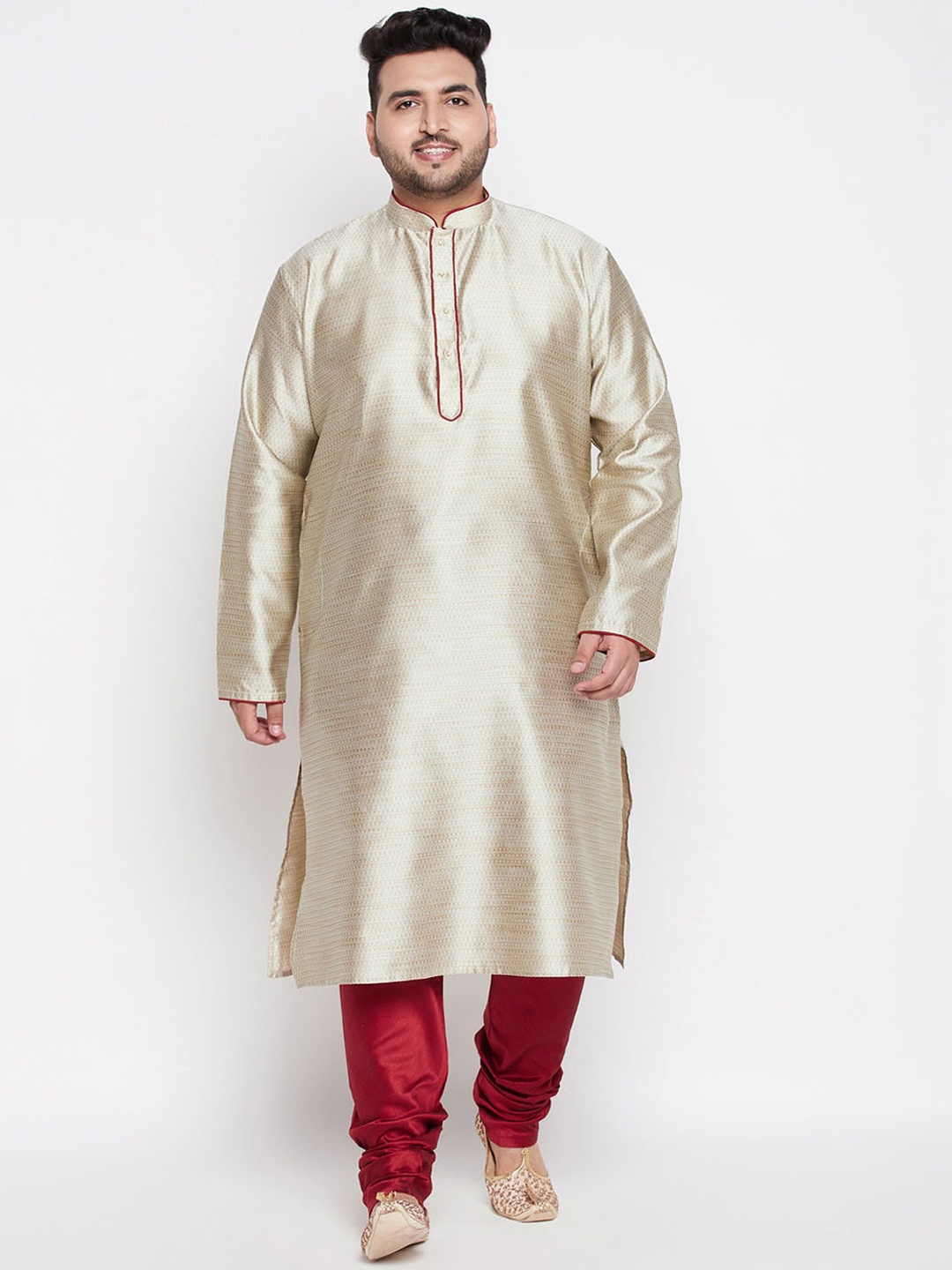 

VASTRAMAY Men Plus size Beige Kurta with Pyjamas