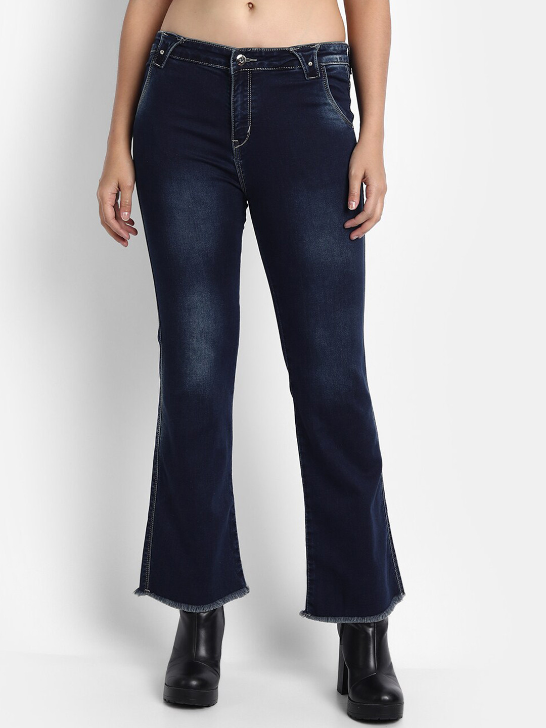 

BROADSTAR Women Navy Blue Bootcut High-Rise Light Fade Stretchable Jeans