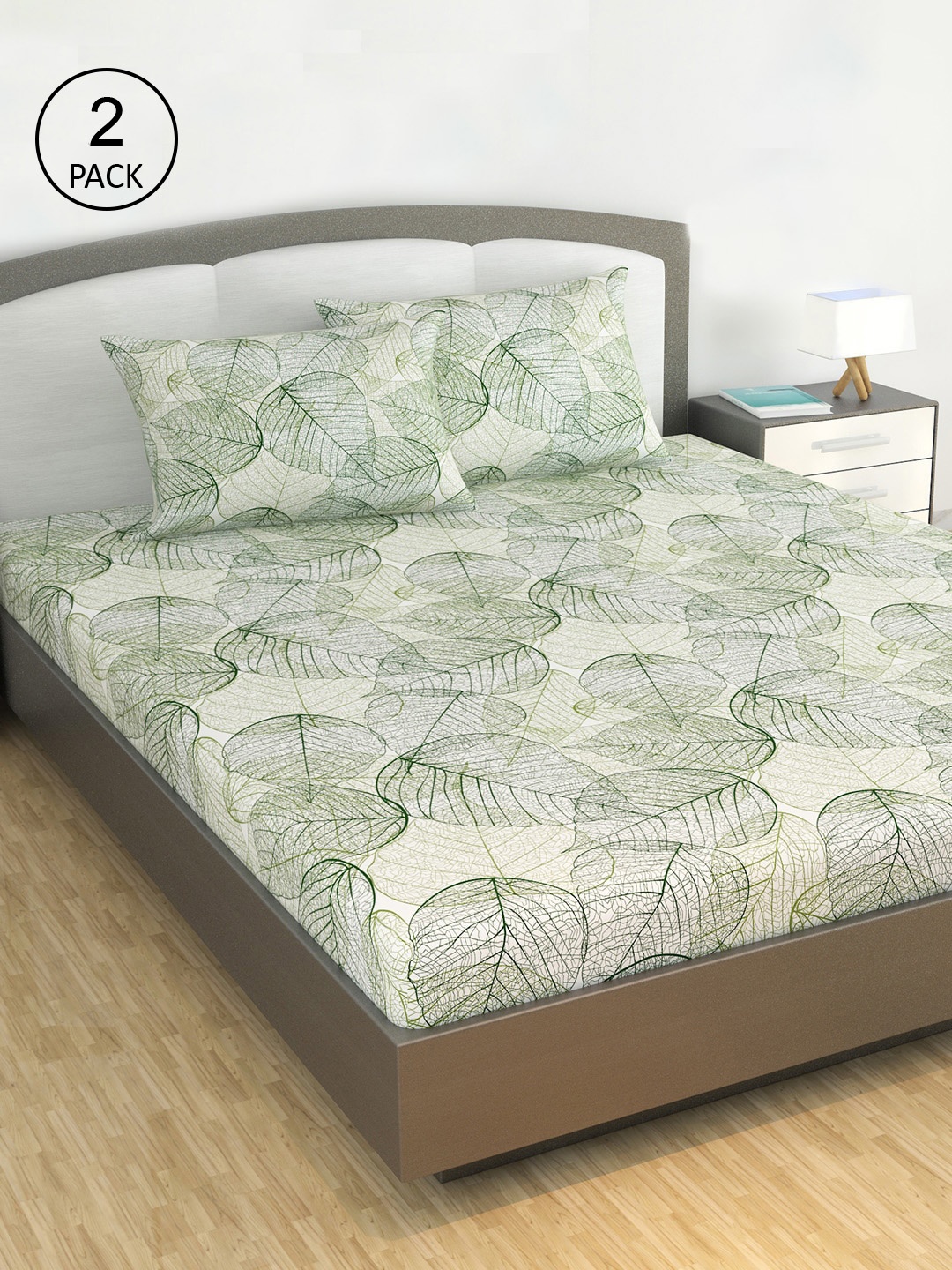 

Divine Casa Grey & White Floral 144 TC 2 King Bedsheet with 4 Pillow Covers