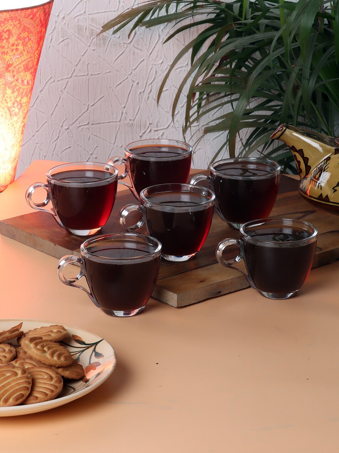 

ceradeco Transparent Set Of 6 Glossy Glass Cups 200 ml Each