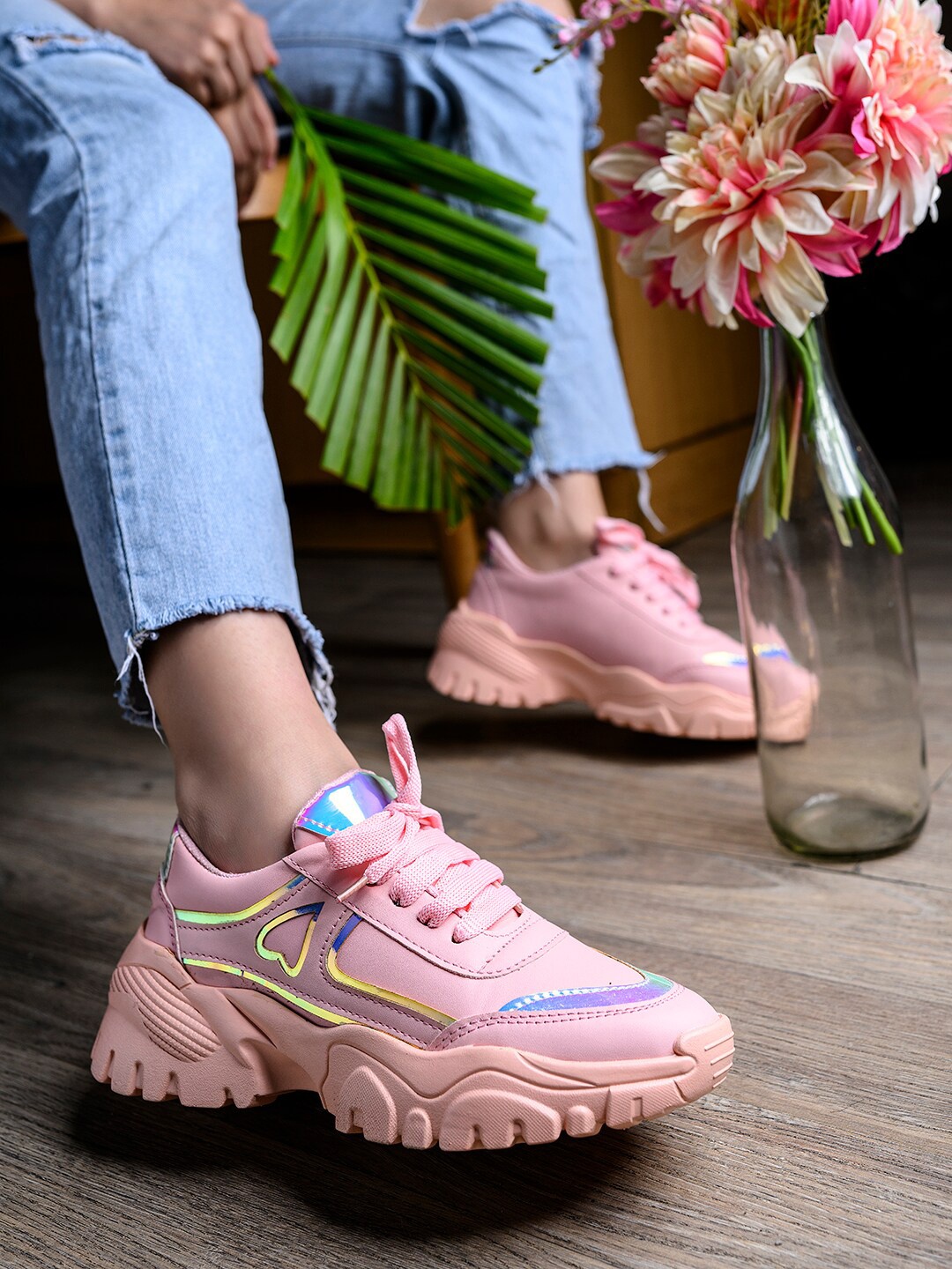 

Shoetopia Women Pink Air Max Non-Marking Running Shoes