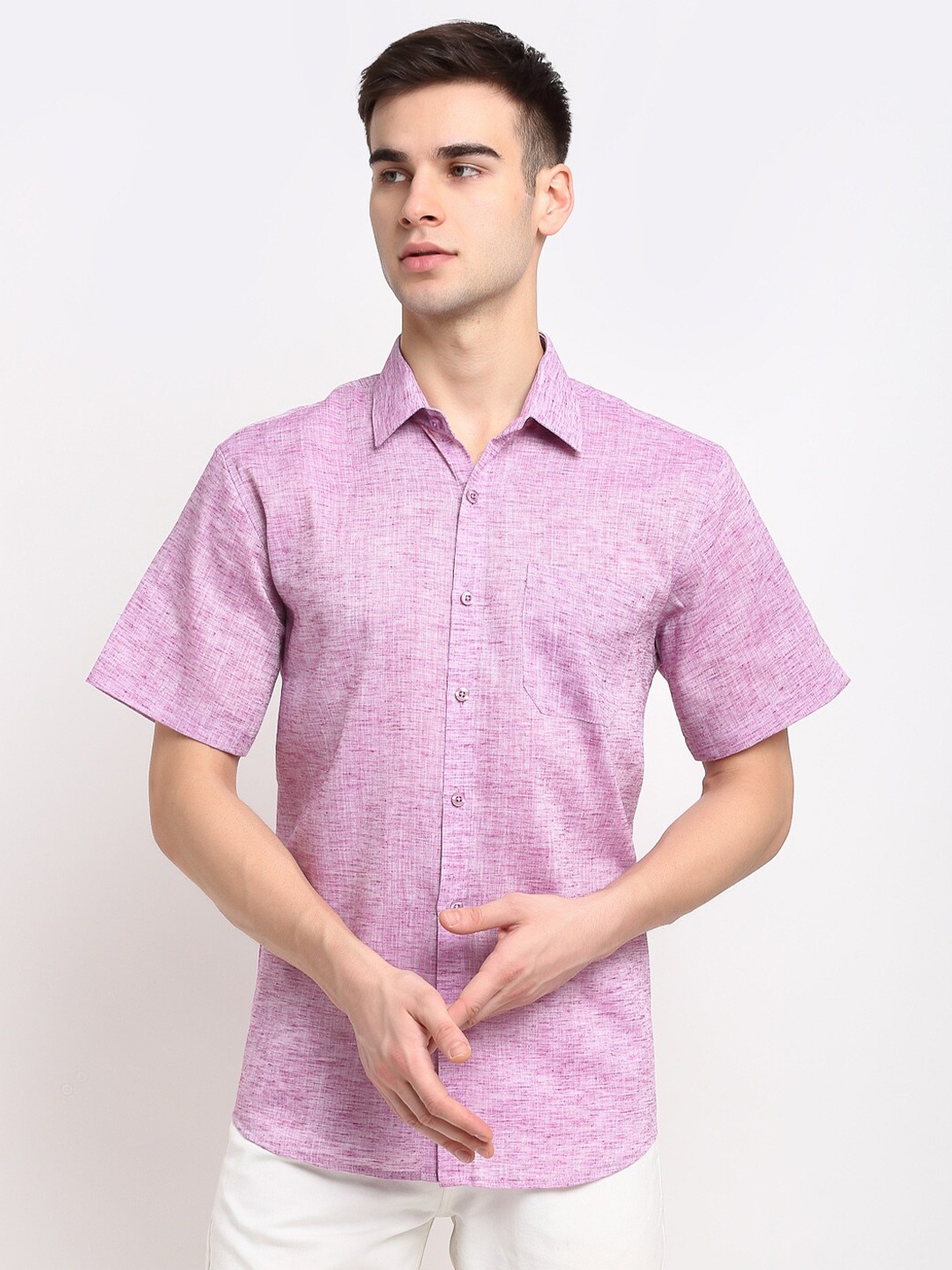 

JAINISH Men Purple Solid Classic Slim Fit Cotton Casual Shirt