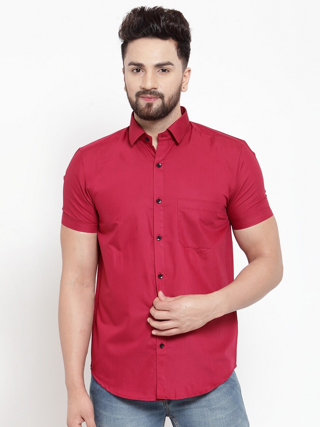 

JAINISH Men Red Classic Slim Fit Casual Shirt