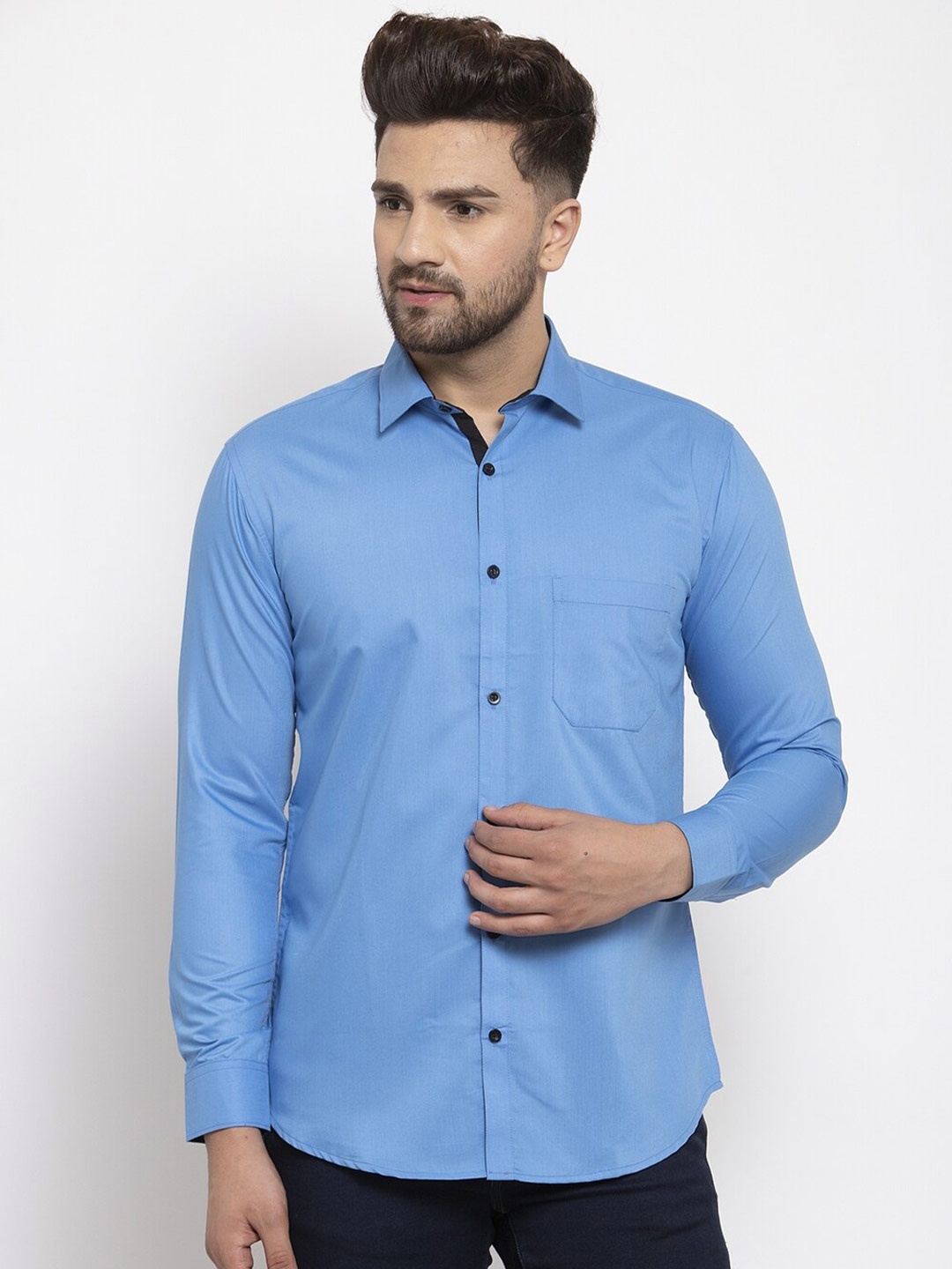 

JAINISH Men Blue Solid Classic Slim Fit Casual Shirt