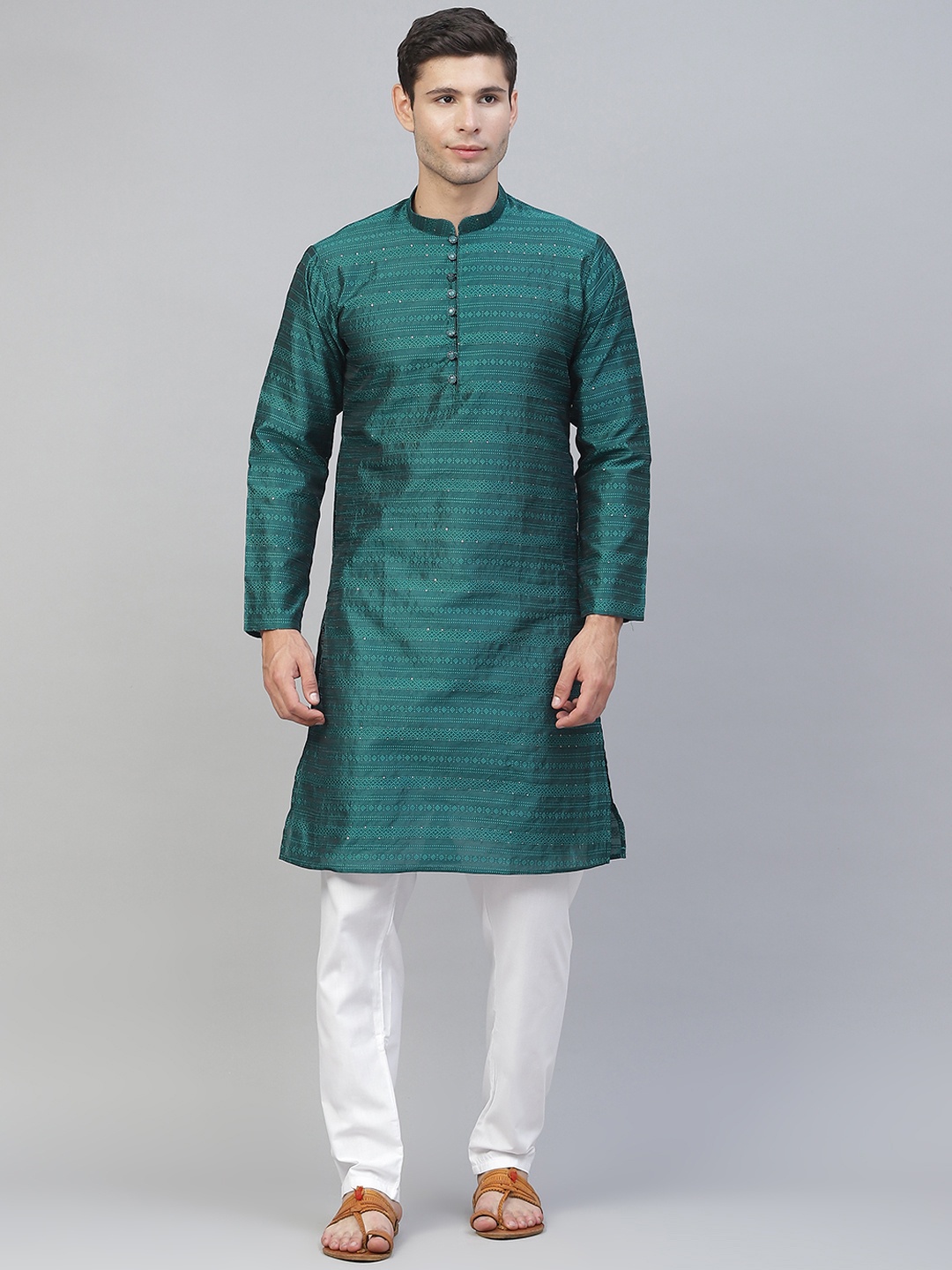 

MANQ Men Teal Kurta with Pyjamas