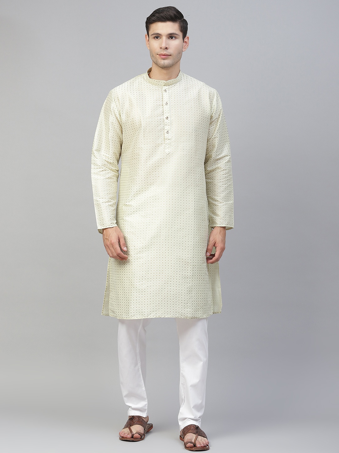 

MANQ Men Green Printed Kurta with Pyjamas