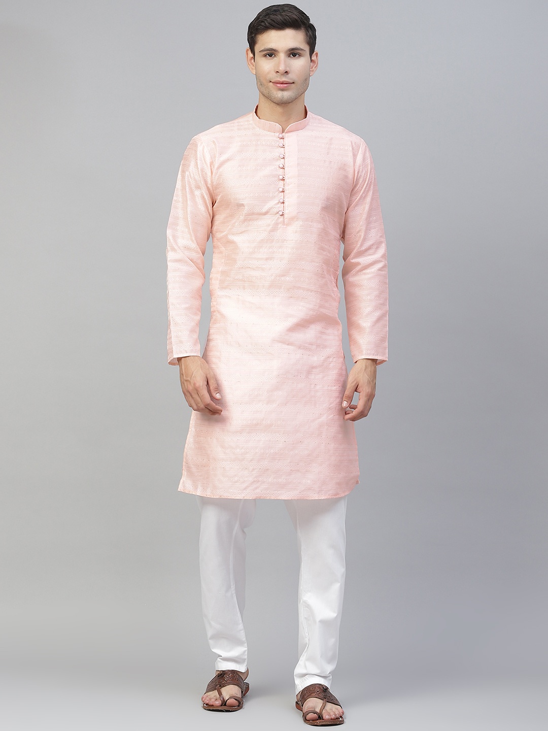 

MANQ Men Pink Kurta with Pyjamas