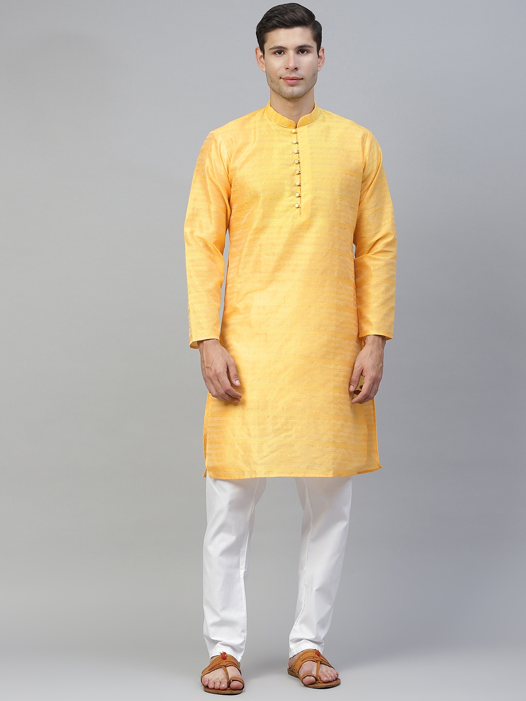 

MANQ Men Yellow Kurta with Pyjamas