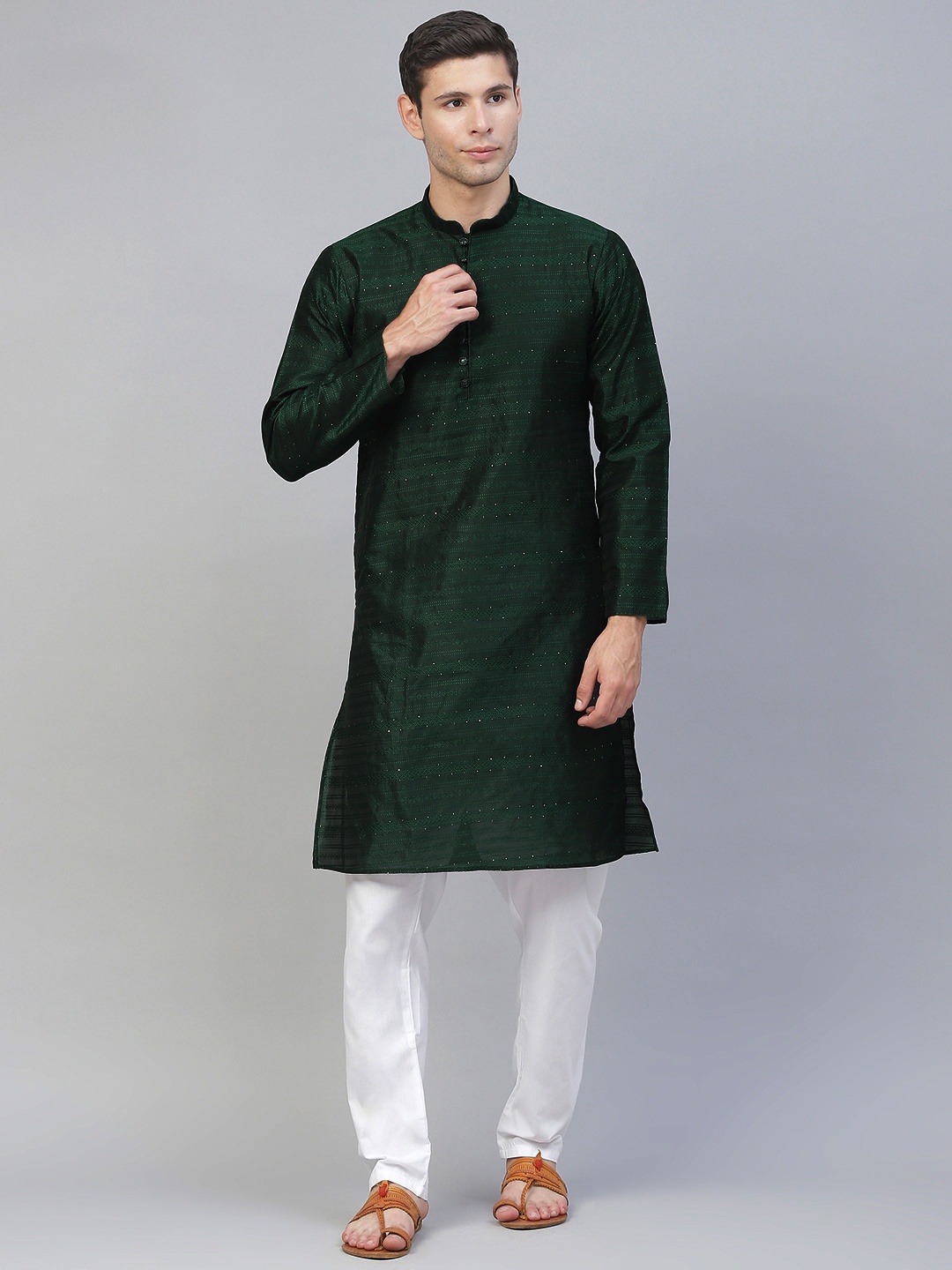 

MANQ Men Green Kurta with Churidar