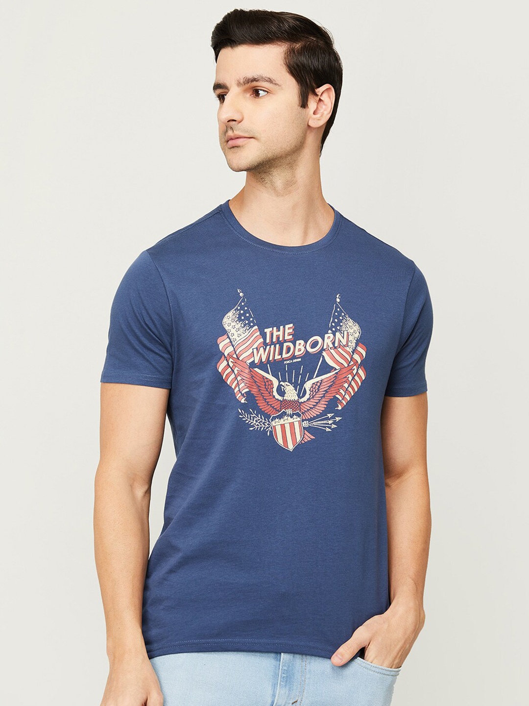 

Forca Men Blue Printed T-shirt