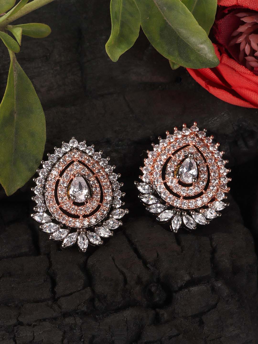 

JEWELS GEHNA White Contemporary Studs Earrings