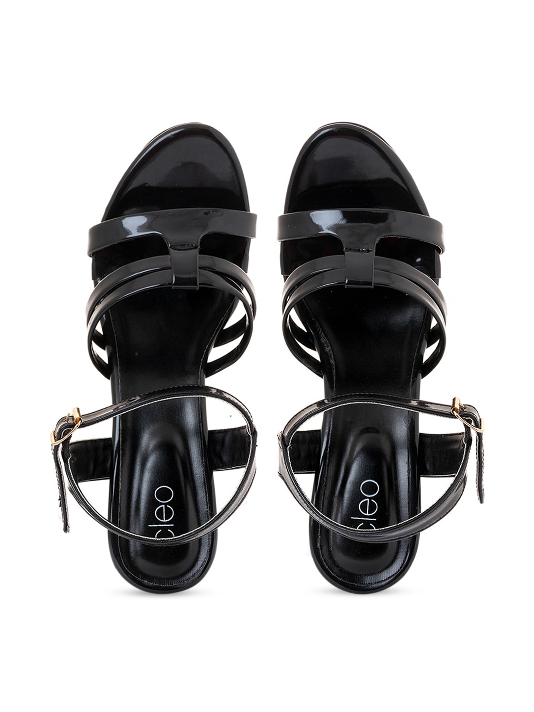 

Khadims Black Open Toe Sandals with Buckles
