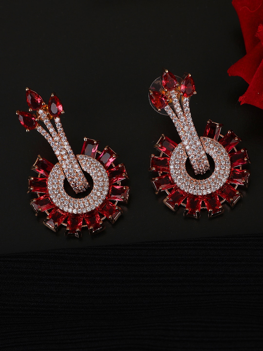 

Bhana Fashion Red & White Contemporary Drop Earrings