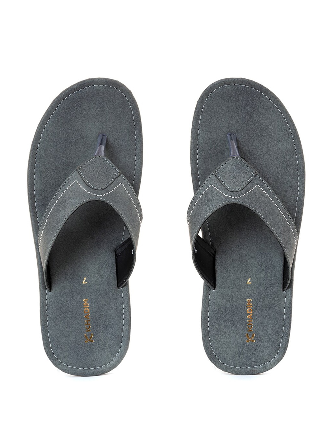 

Khadims Men Grey & Black Thong Flip-Flops