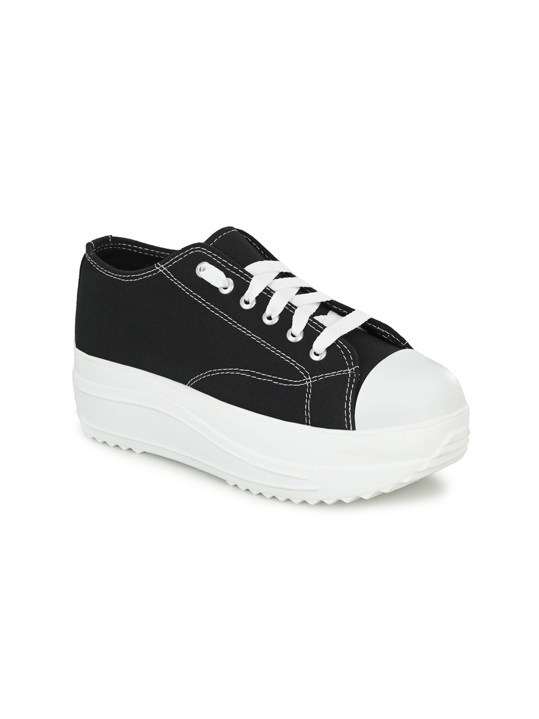

El Paso Women Black Solid Textile Sneakers