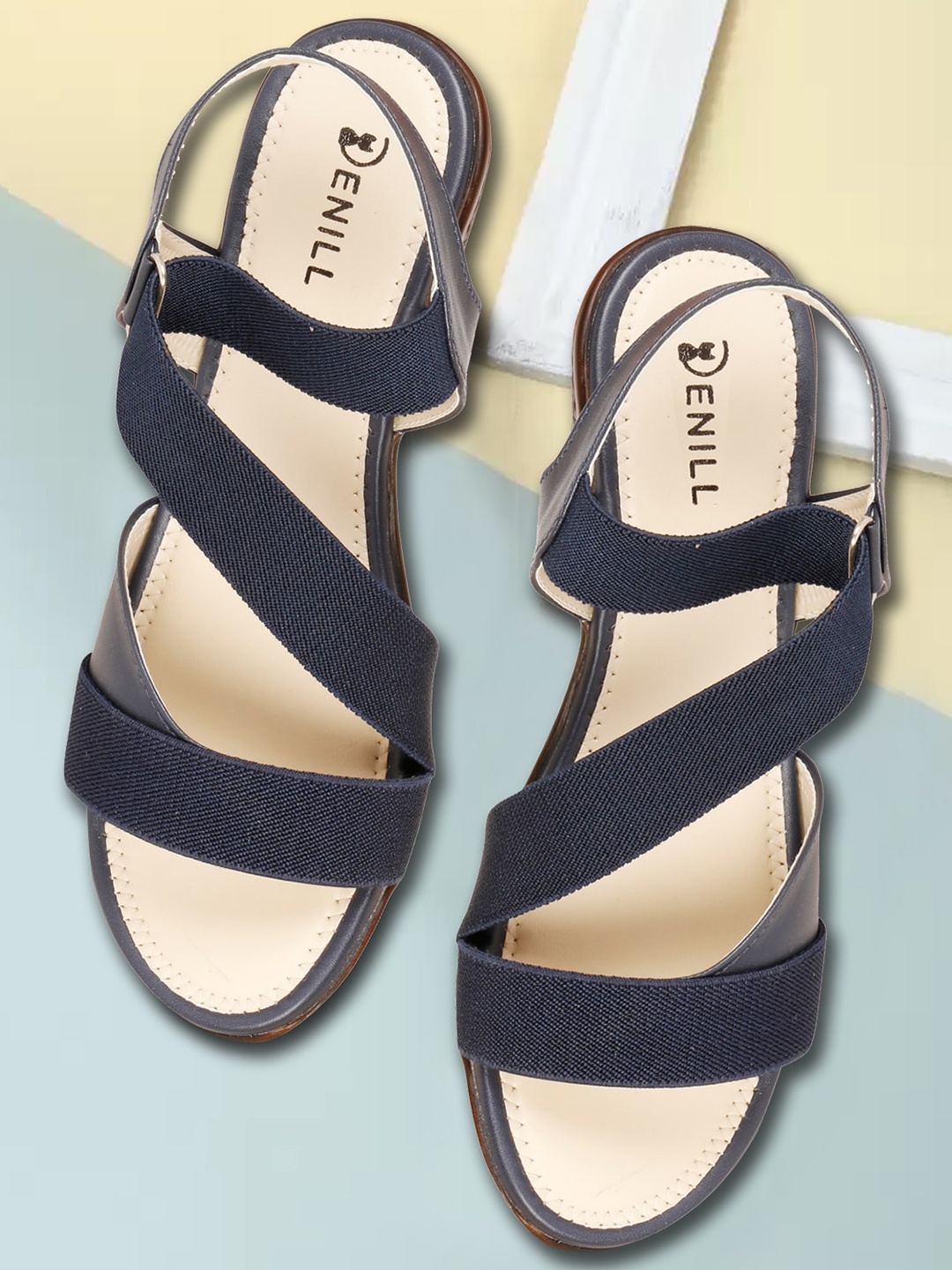 

Denill Blue & Beige Textured Wedge Sandal Heels