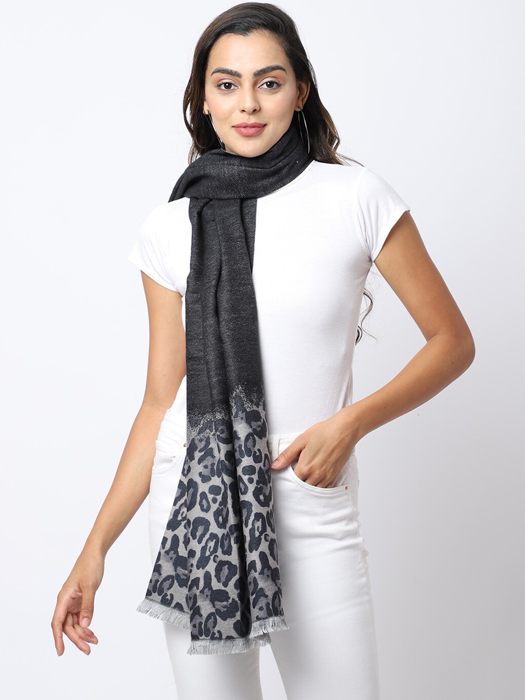 

ELLIS Women Black Printed Acrylic Mufflers