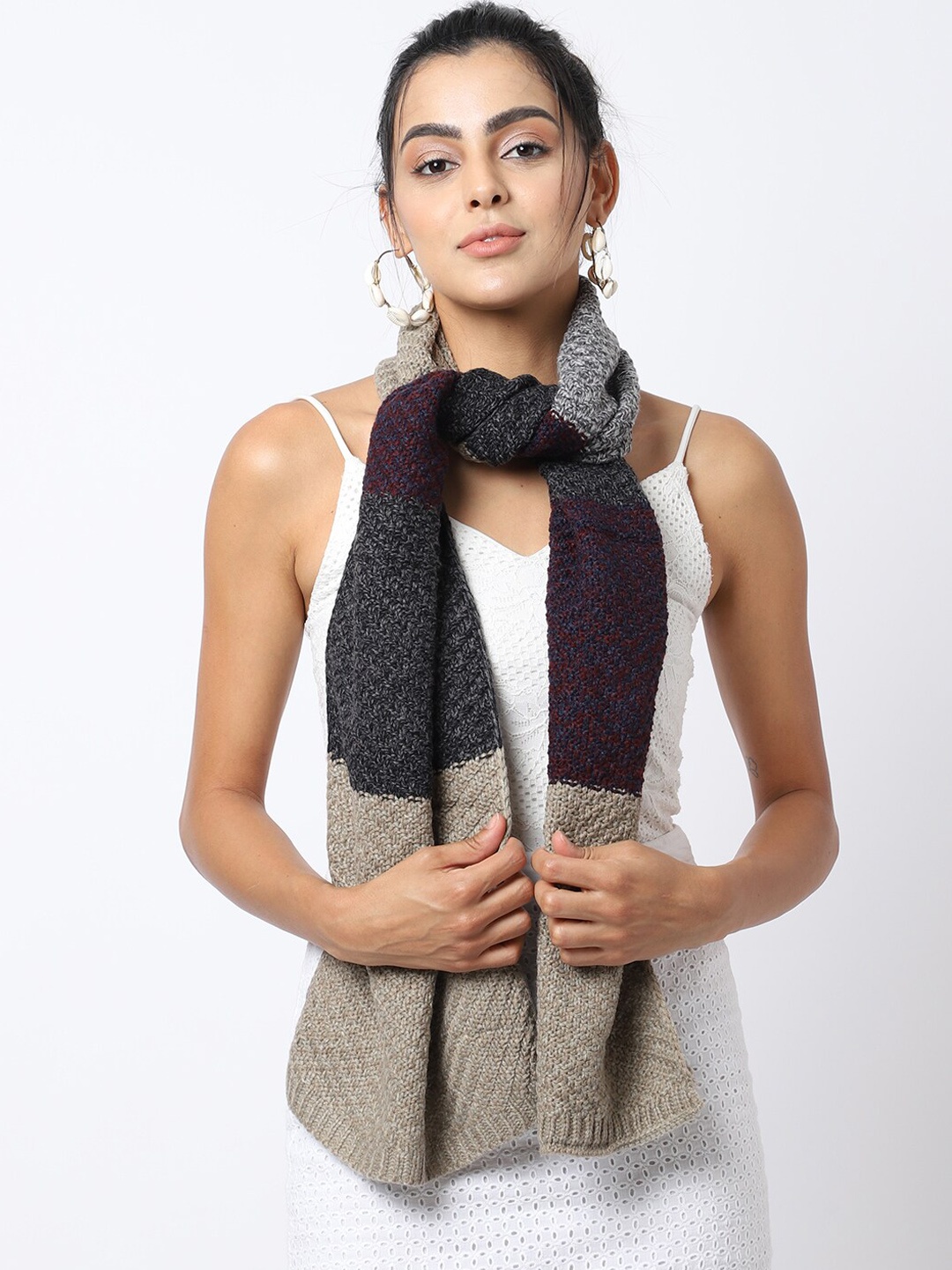 

ELLIS Women Grey Solid Knitted Mufflers