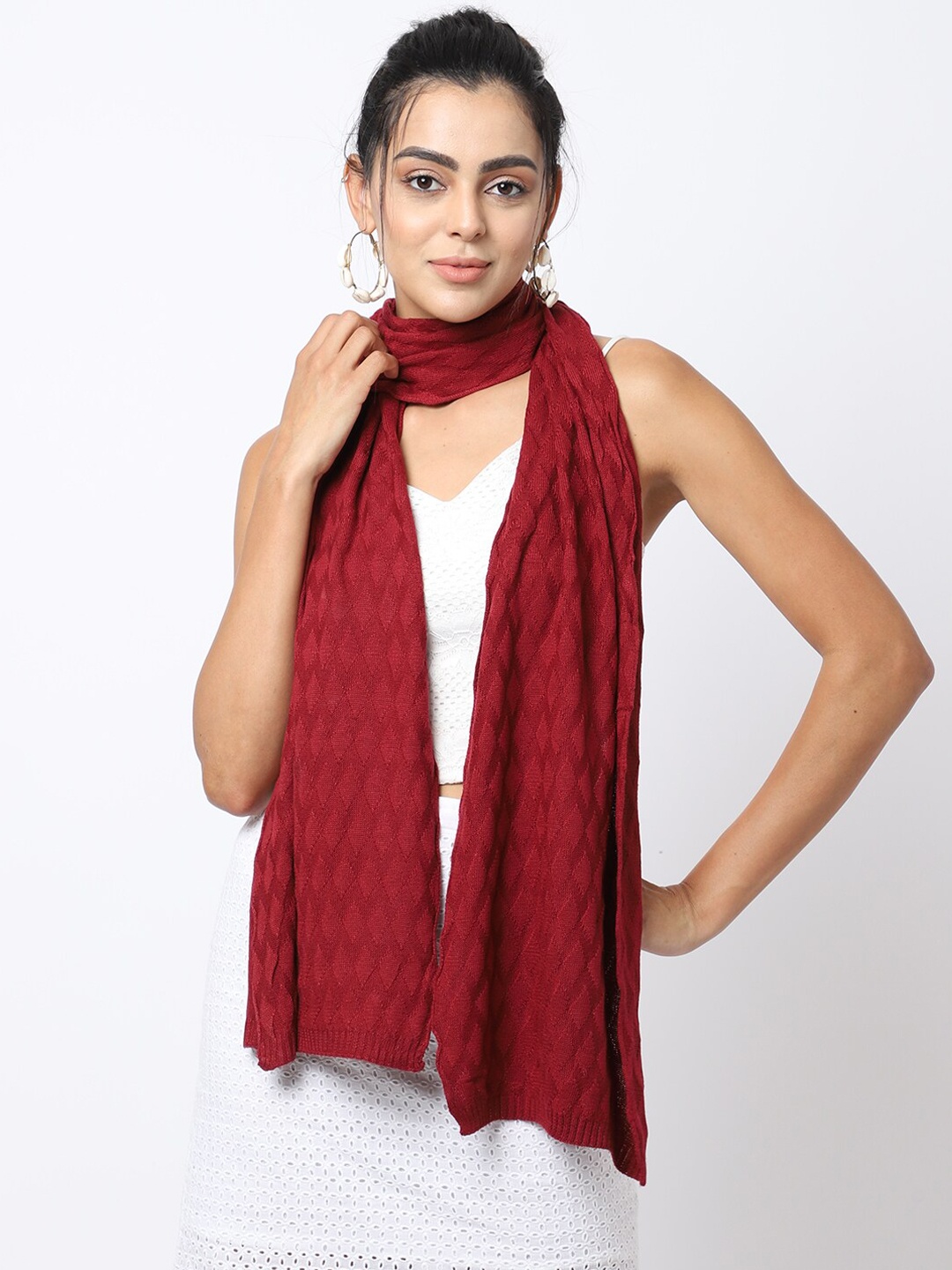 

ELLIS Women Maroon Self-Design Muffler