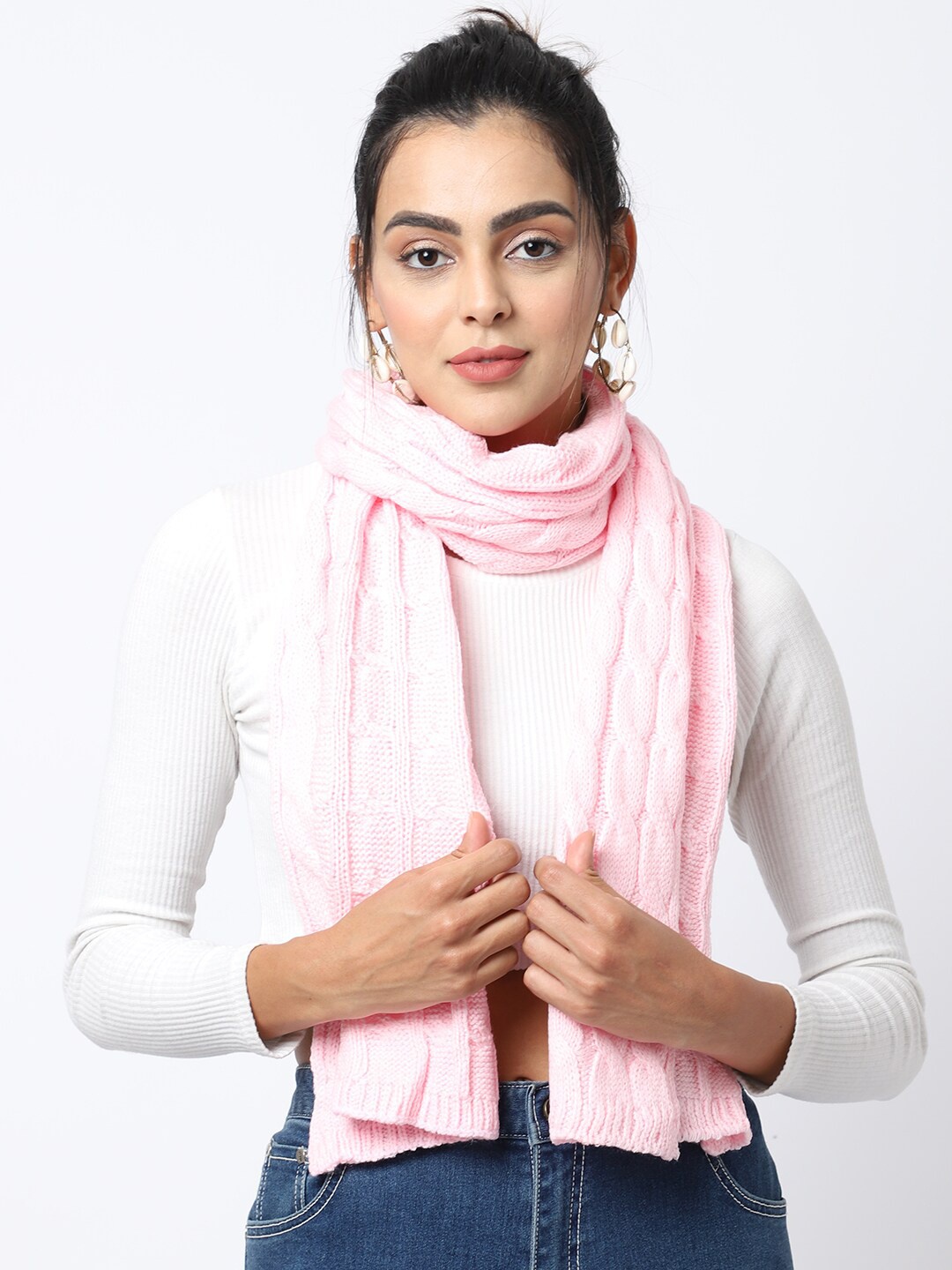 

ELLIS Women Pink Self-Design Muffler