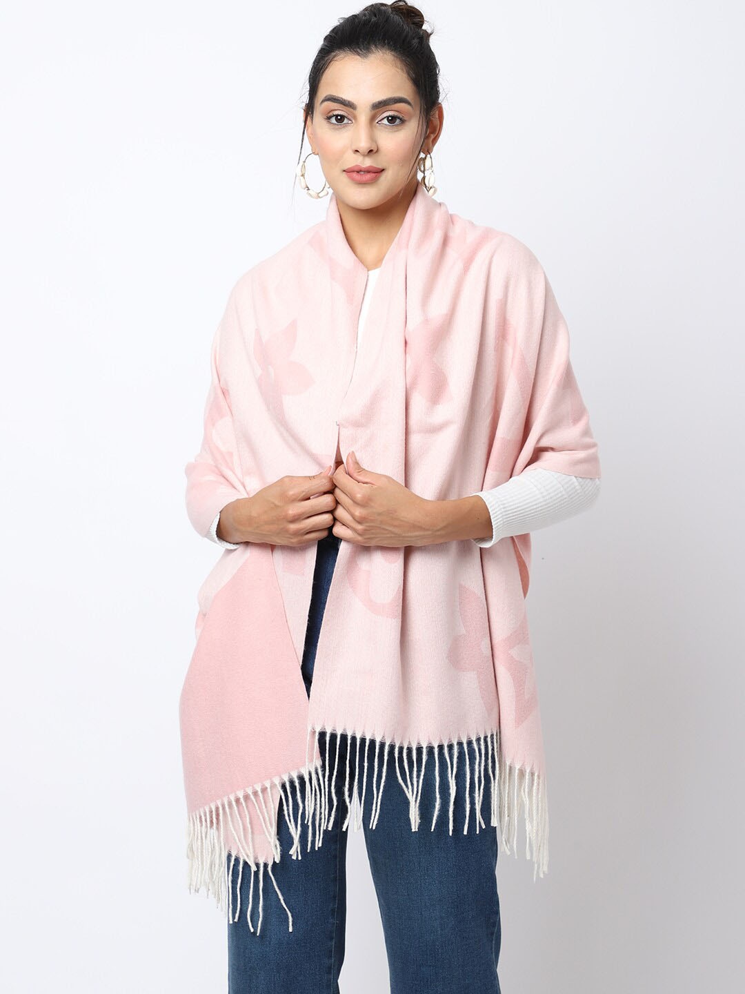

ELLIS Women Pink Floral Knitted Mufflers