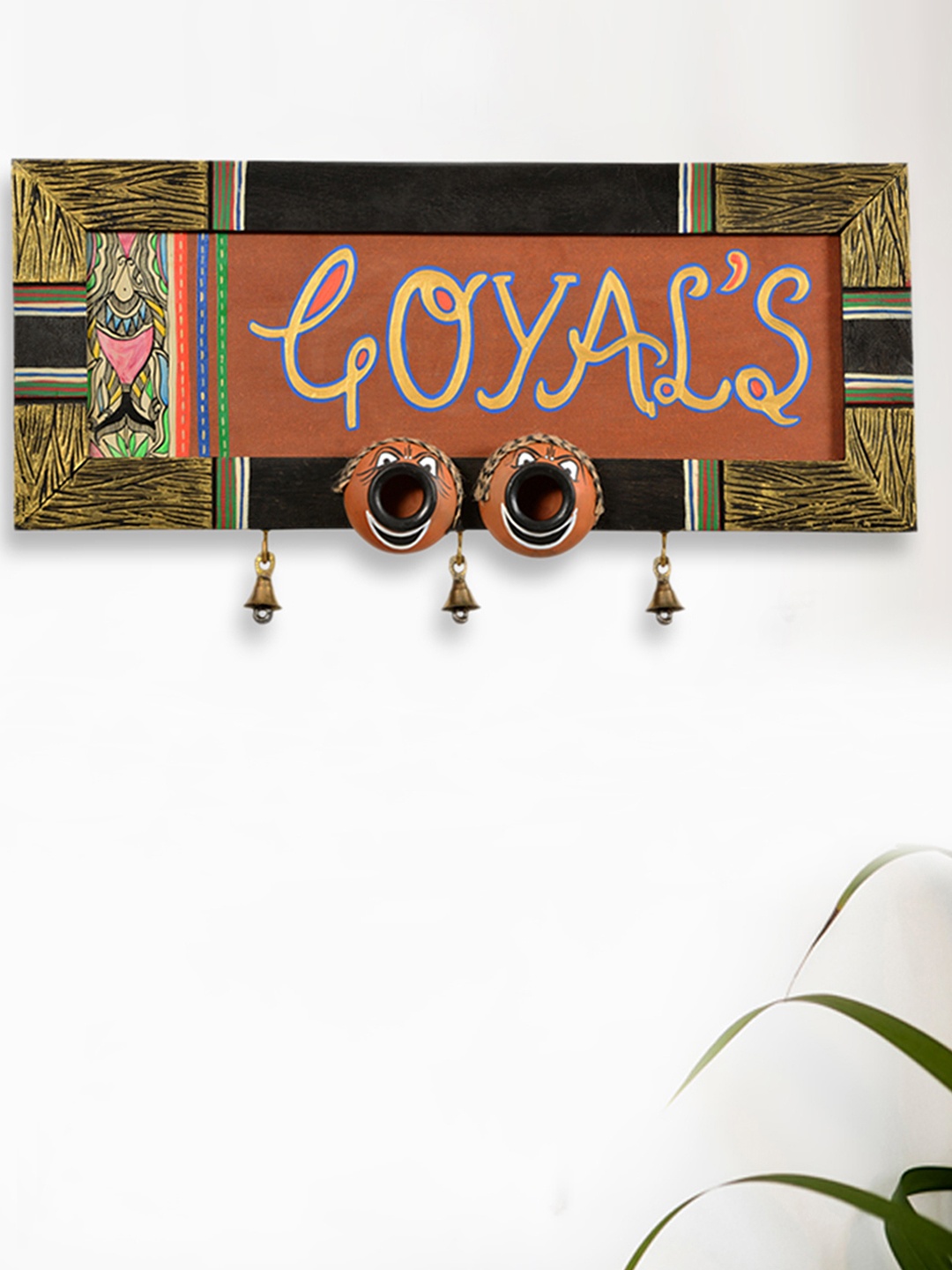 

ExclusiveLane Multicoloured Wooden Wall Hanging Customisable Name Plate, Multi