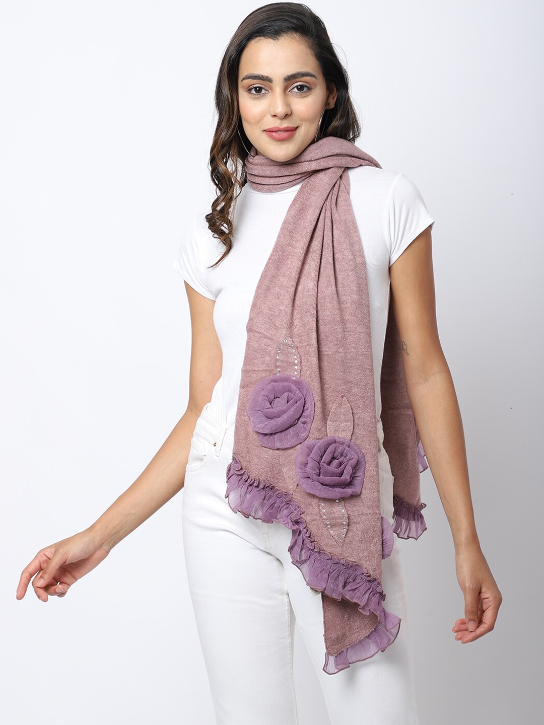 

ELLIS Women Purple Solid Knitted Mufflers