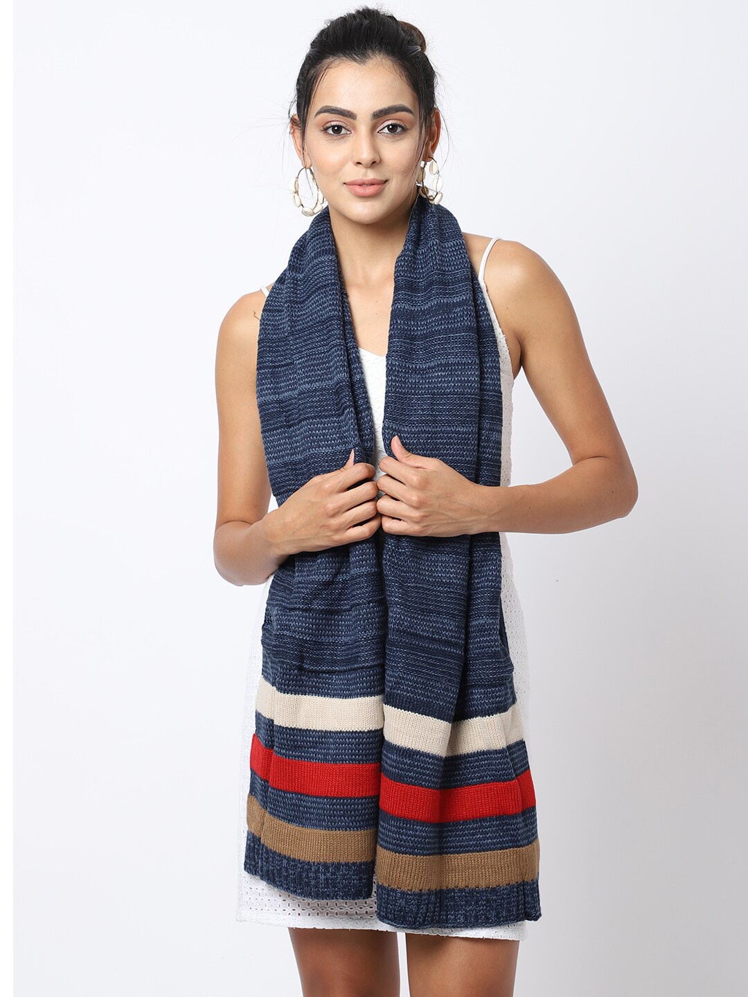 

ELLIS Women Blue Striped Mufflers