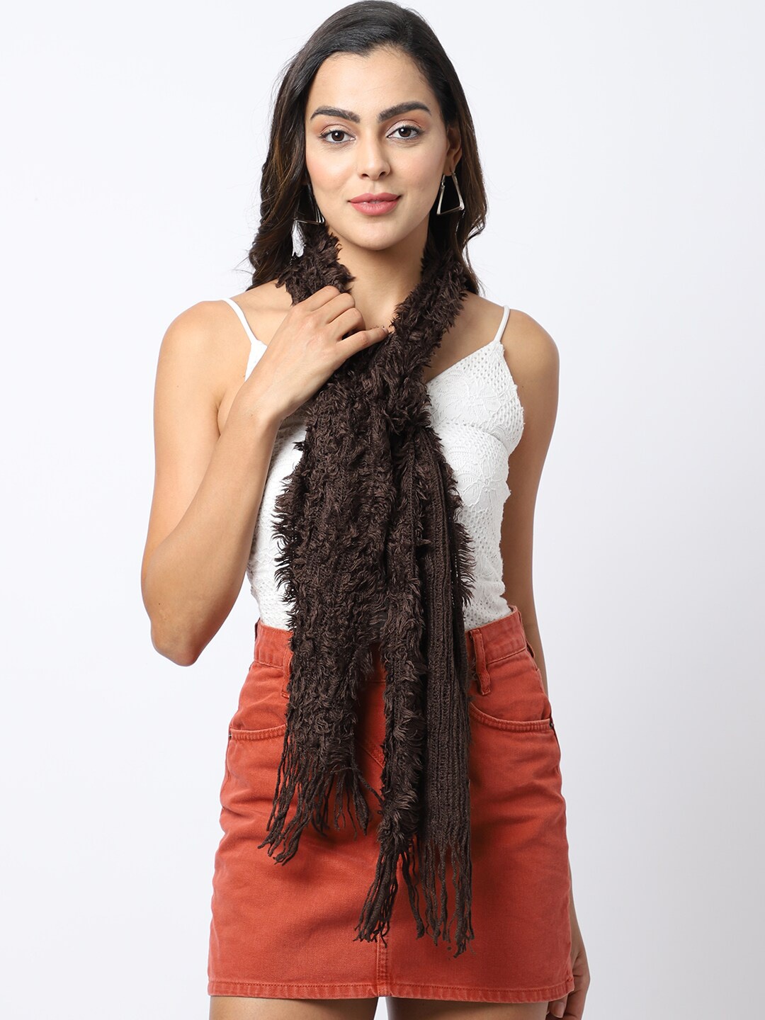 

ELLIS Women Brown Self Design Knitted Mufflers