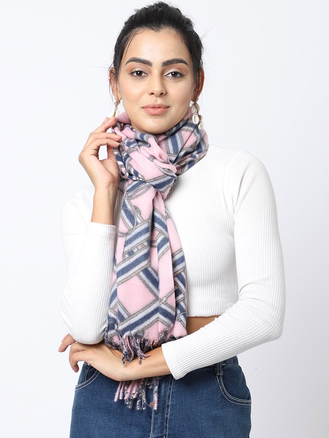 

ELLIS Women Pink Printed Knitted Muffler