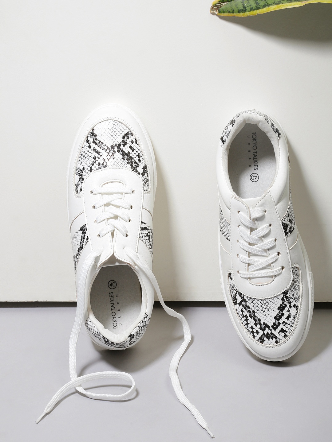 

Tokyo Talkies Women White Animal Skin Printed PU Sneakers