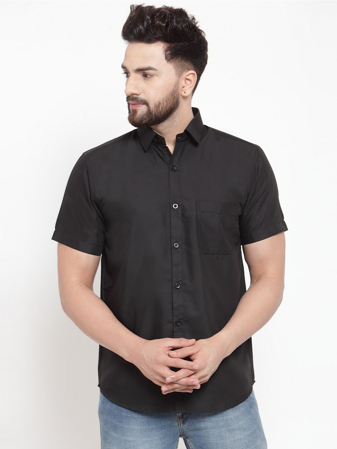 

JAINISH Men Black Classic Solid Slim Fit Casual Shirt
