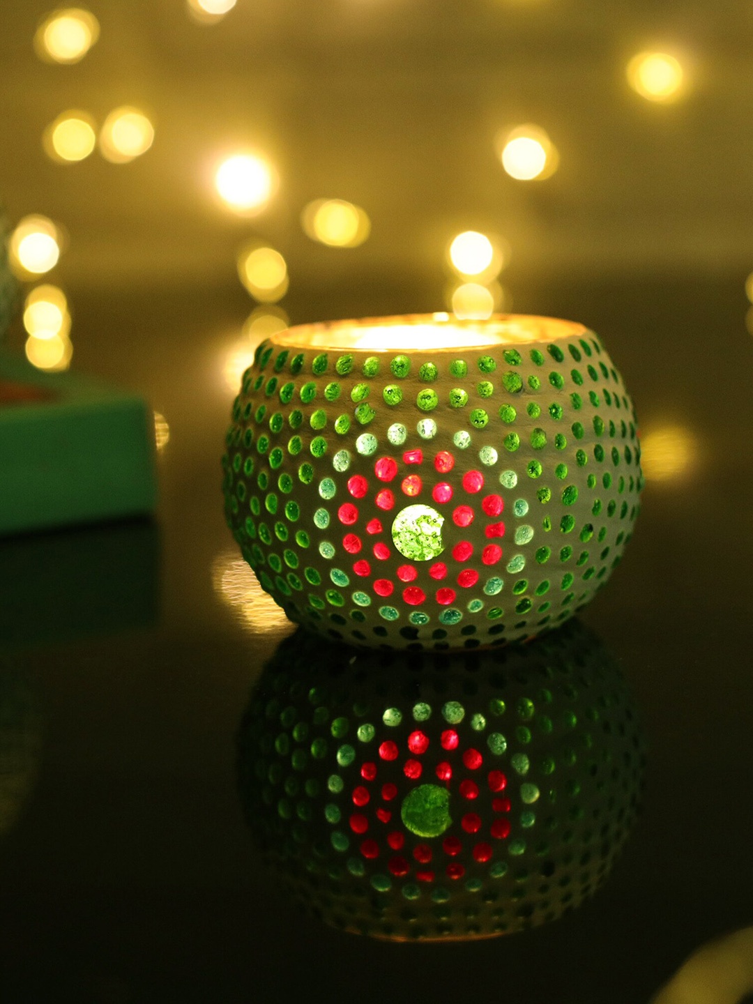 

Homesake Set Of 2 Green Solid Candle Holders