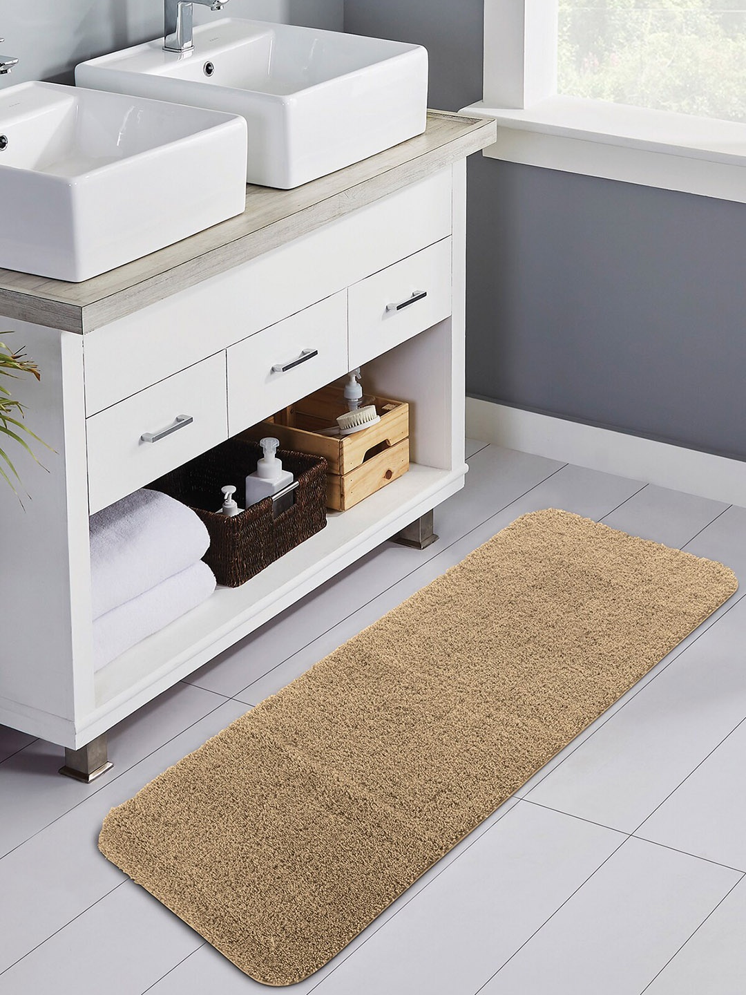 

OBSESSIONS Beige Colored Solid 1400 GSM Bath Rugs