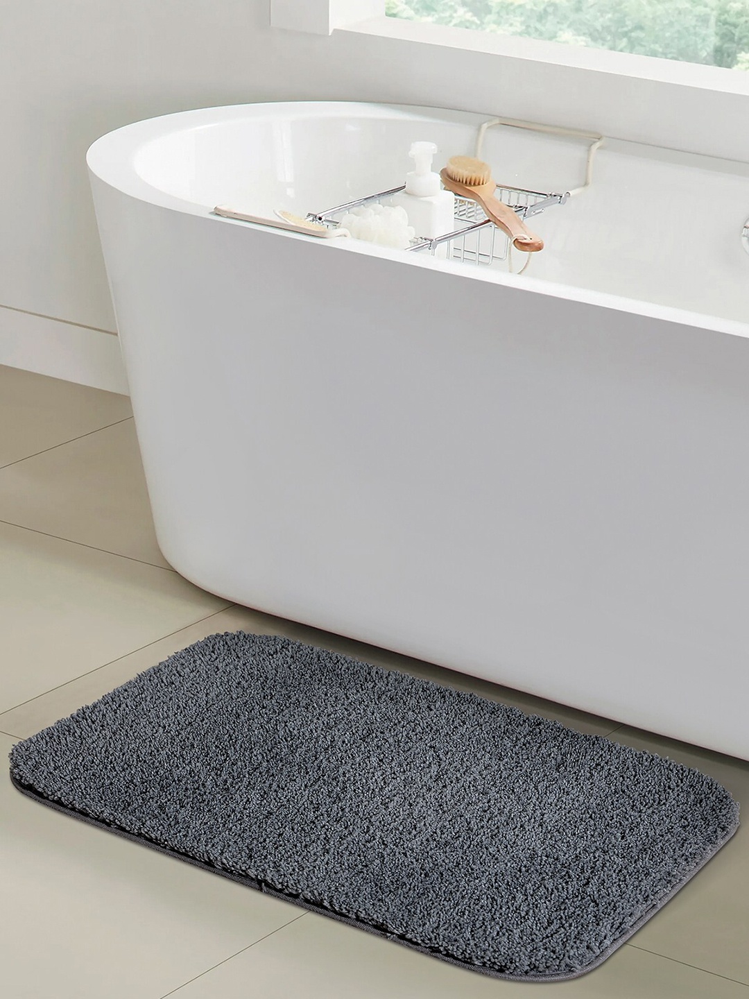 

OBSESSIONS Grey Solid 1400 GSM Bath Rug