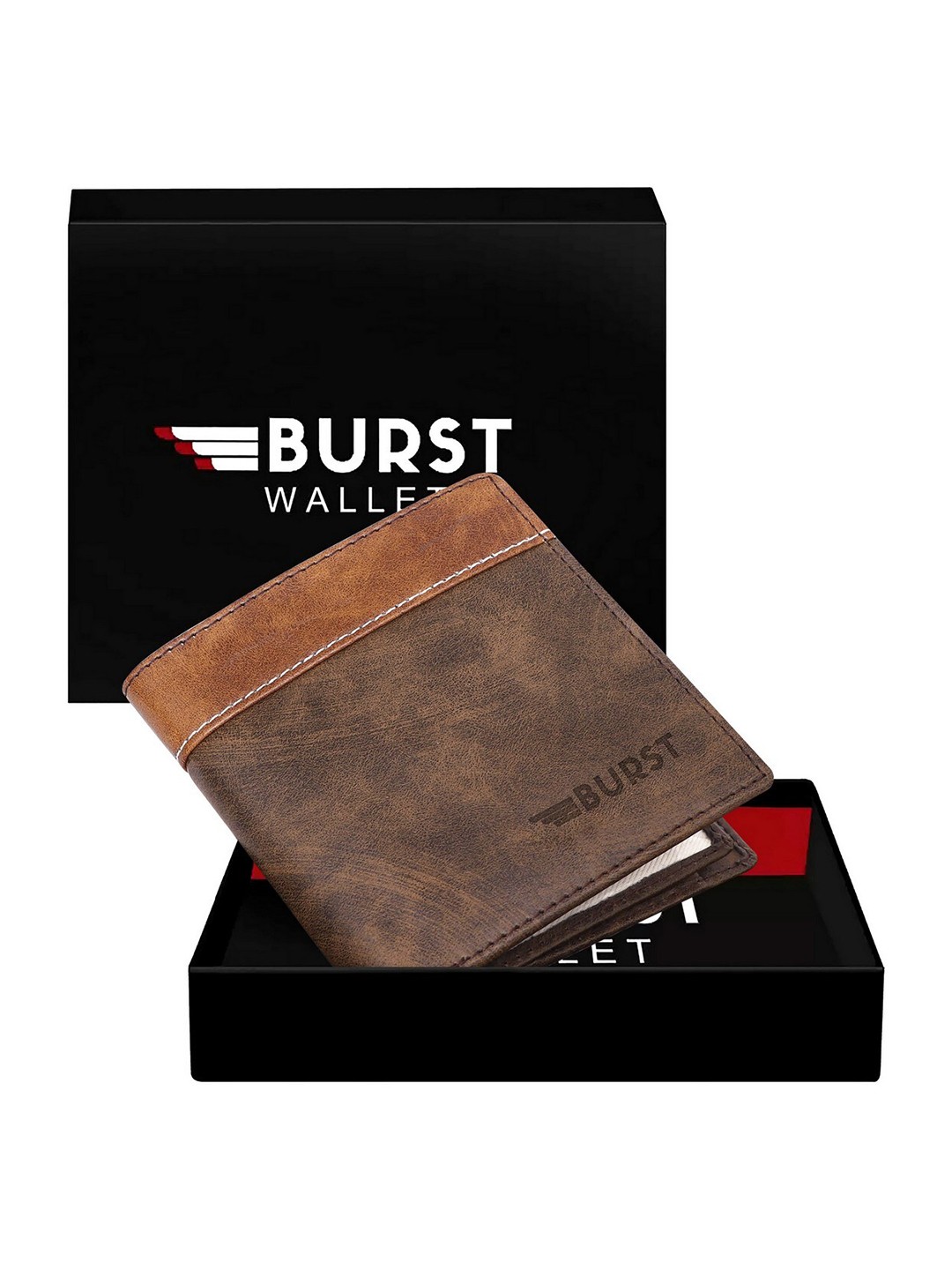 

BURST Men Brown & Tan Two Fold Wallet with SIM Card Holder
