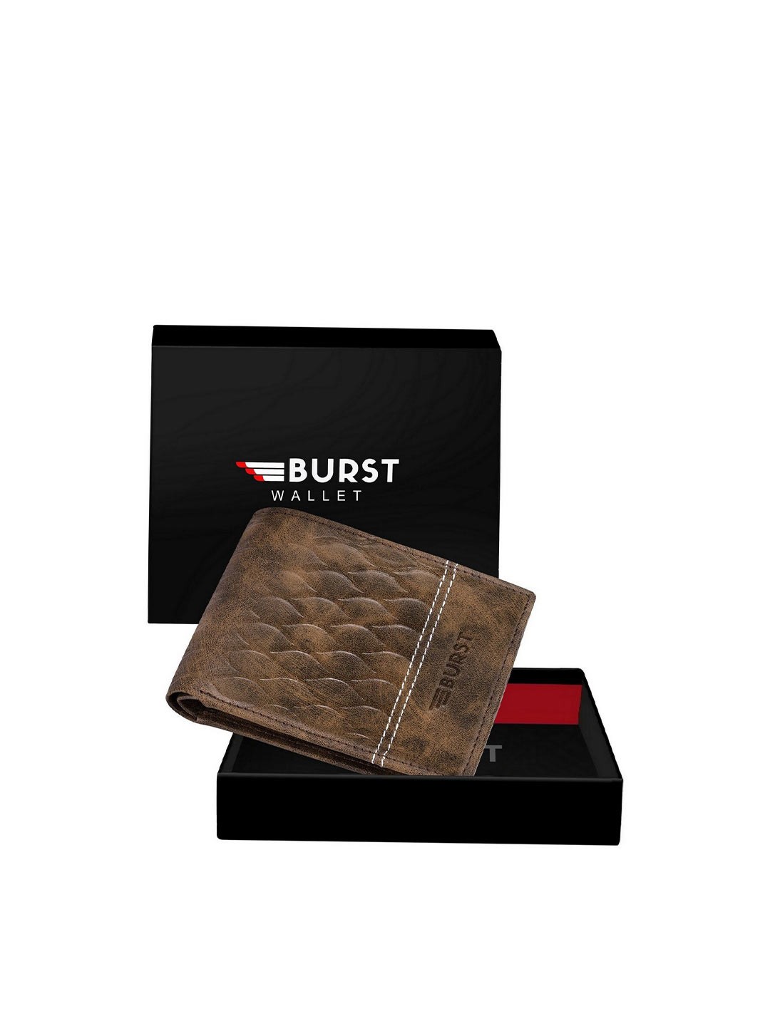 

BURST Men Brown Abstract Textured Two Fold Wallet