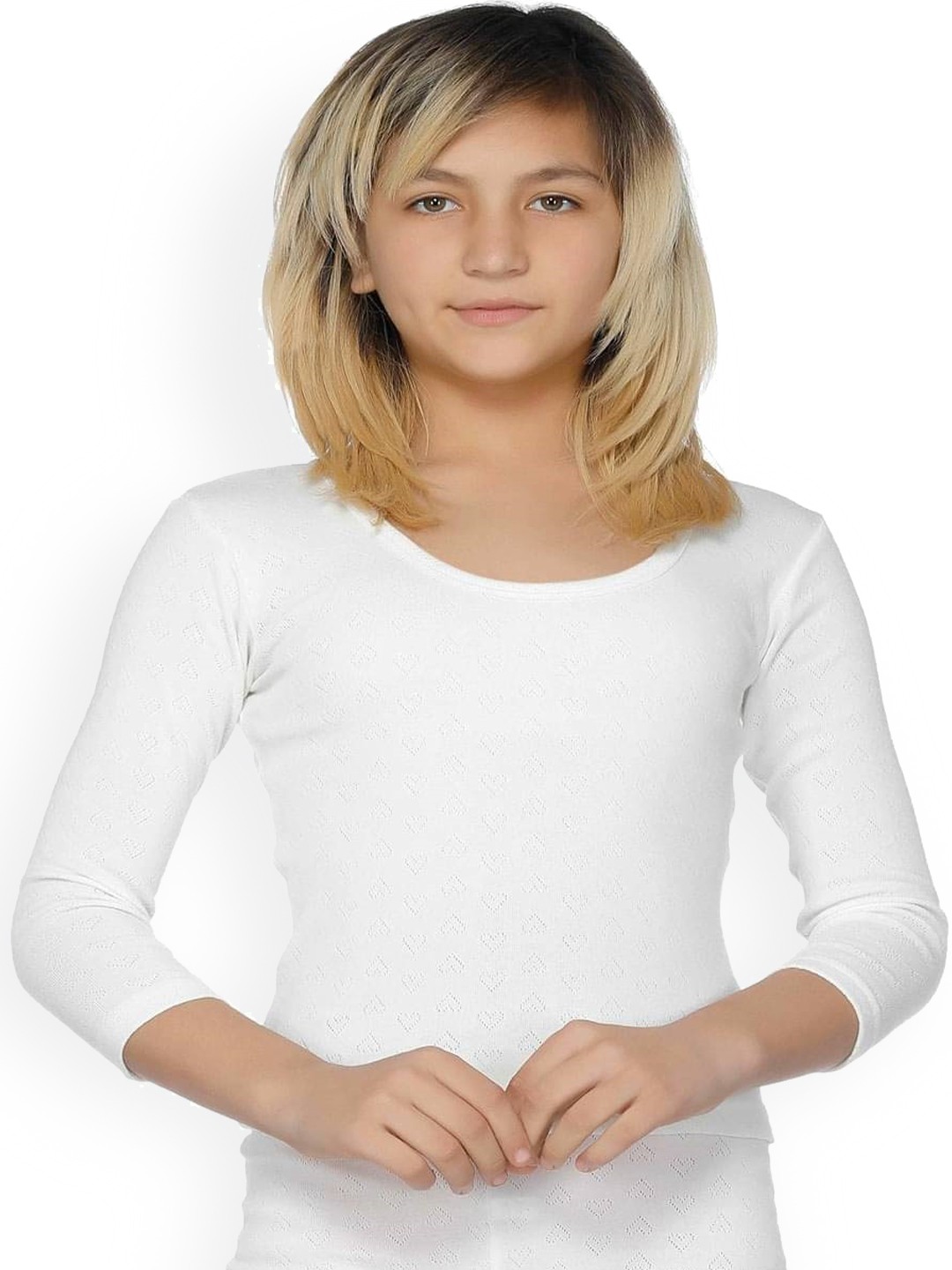 

Bodycare Kids Girls White Solid Cotton Thermal Tops