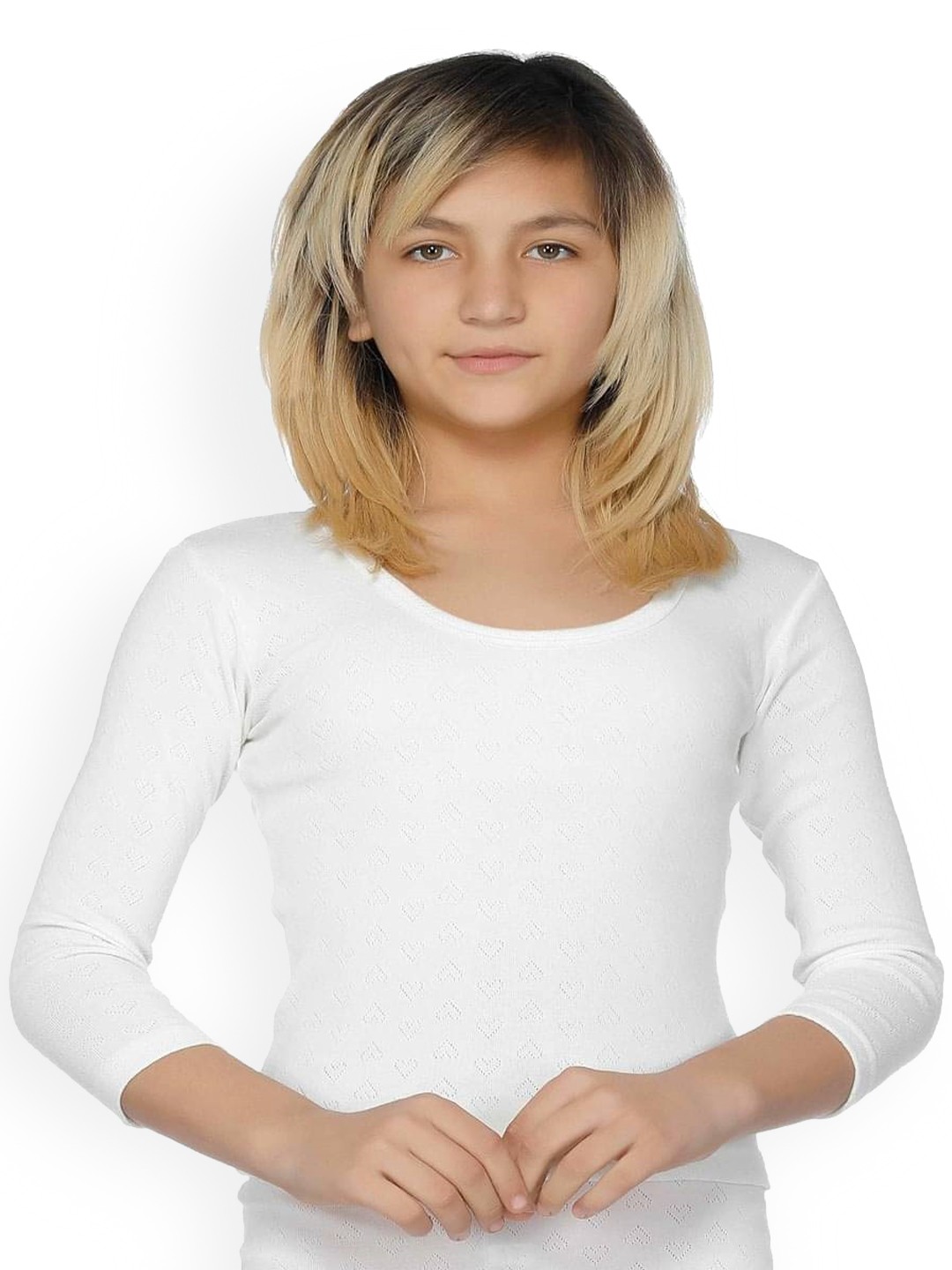 

Bodycare Kids Girls White Solid Cotton Thermal Tops