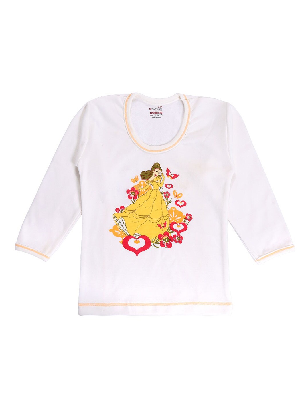 

Bodycare Kids Girls Disney Princess Printed Slim Fit T-shirt, White
