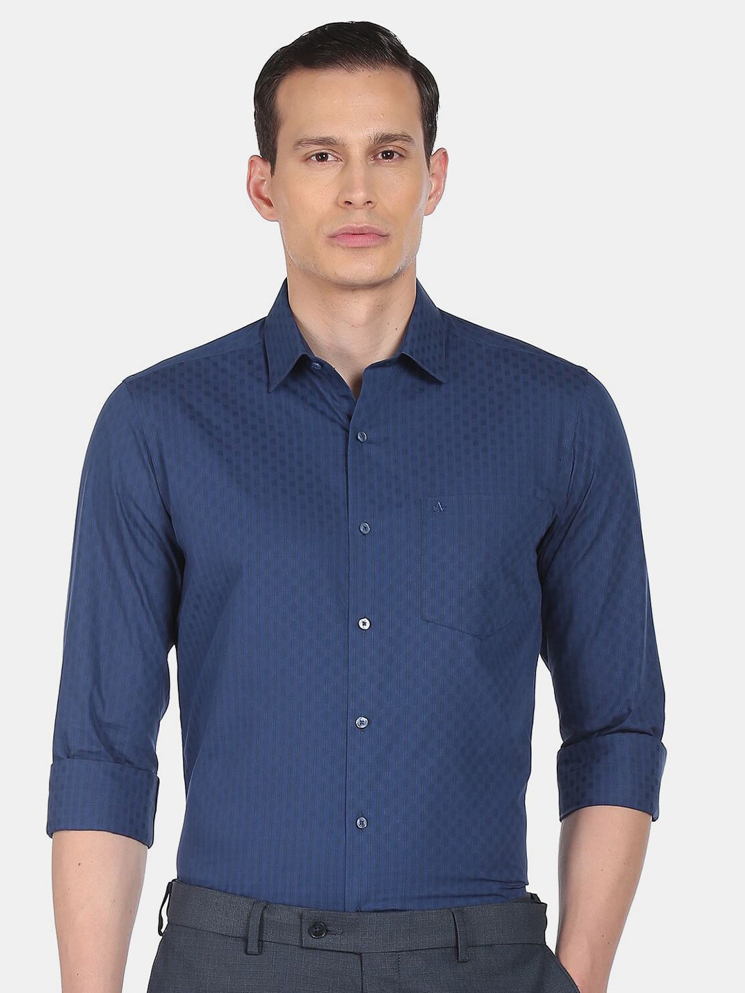 

Arrow Men Blue Striped Formal Shirt