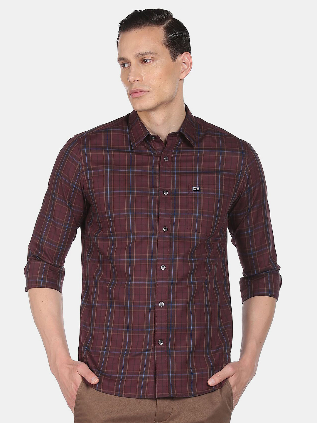 

Arrow Sport Men Red Slim Fit Checked Pure Cotton Casual Shirt