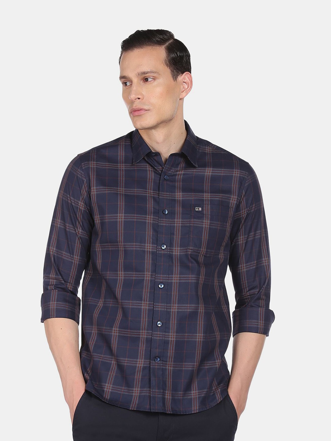

Arrow Sport Men Blue Tartan Checks Checked Casual Shirt
