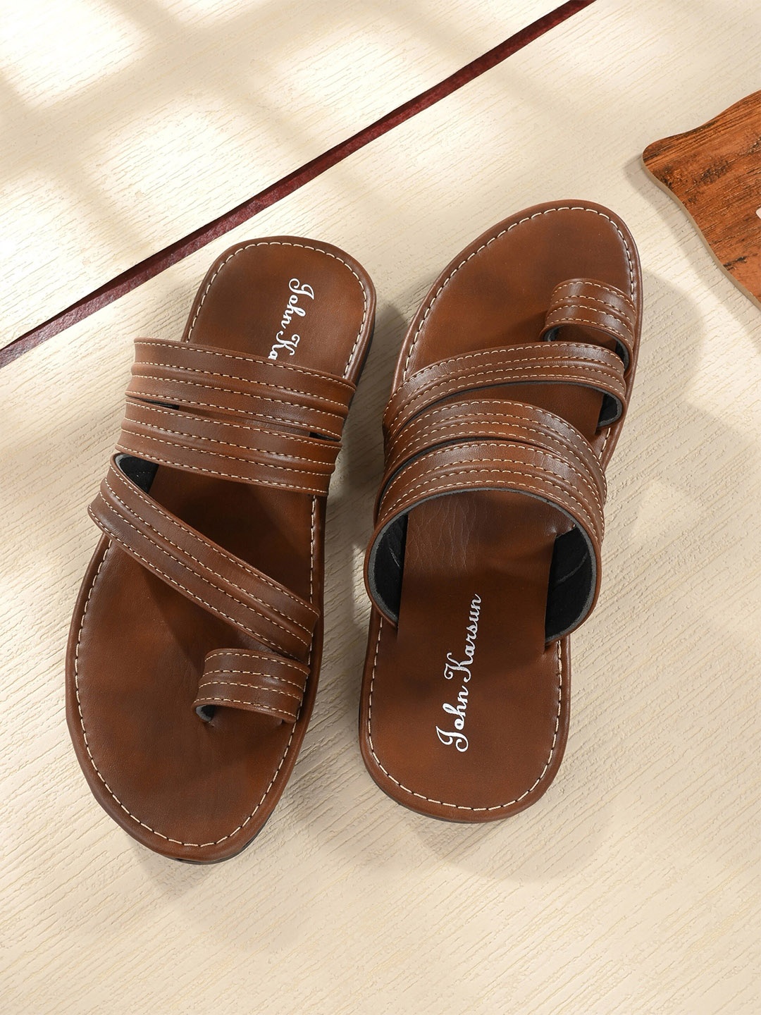 

John Karsun Men Tan Comfort Sandals