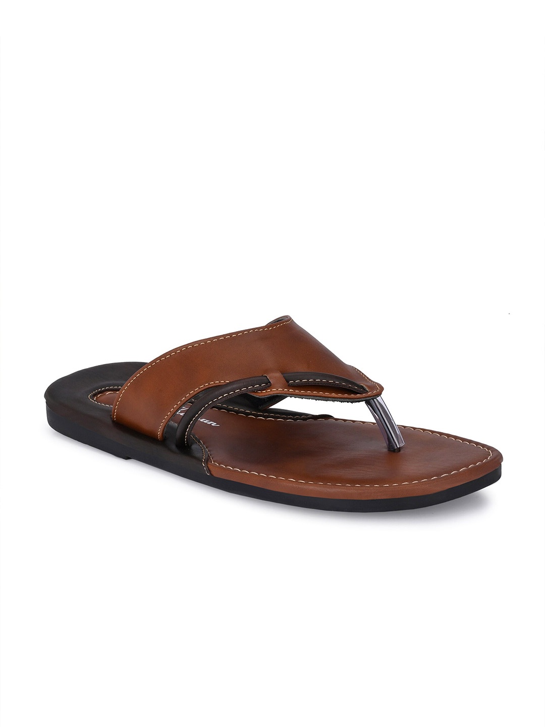 

John Karsun Men Tan & Black Comfort Sandals