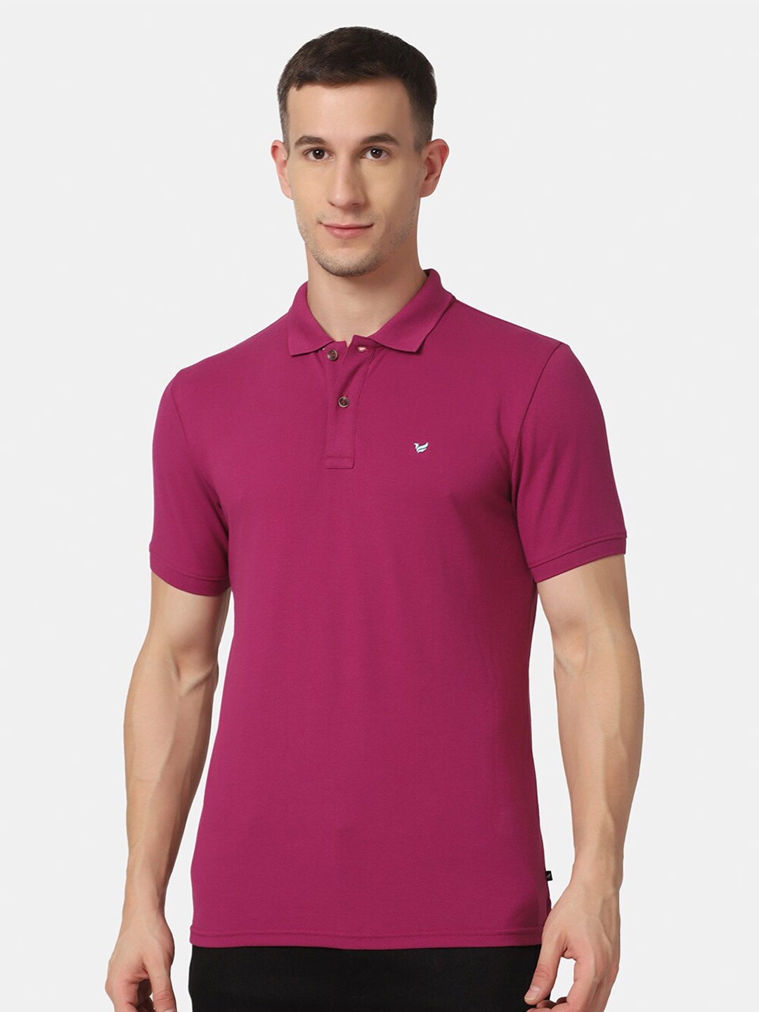

Blackberrys Men Pink Polo Collar Solid Slim Fit T-shirt