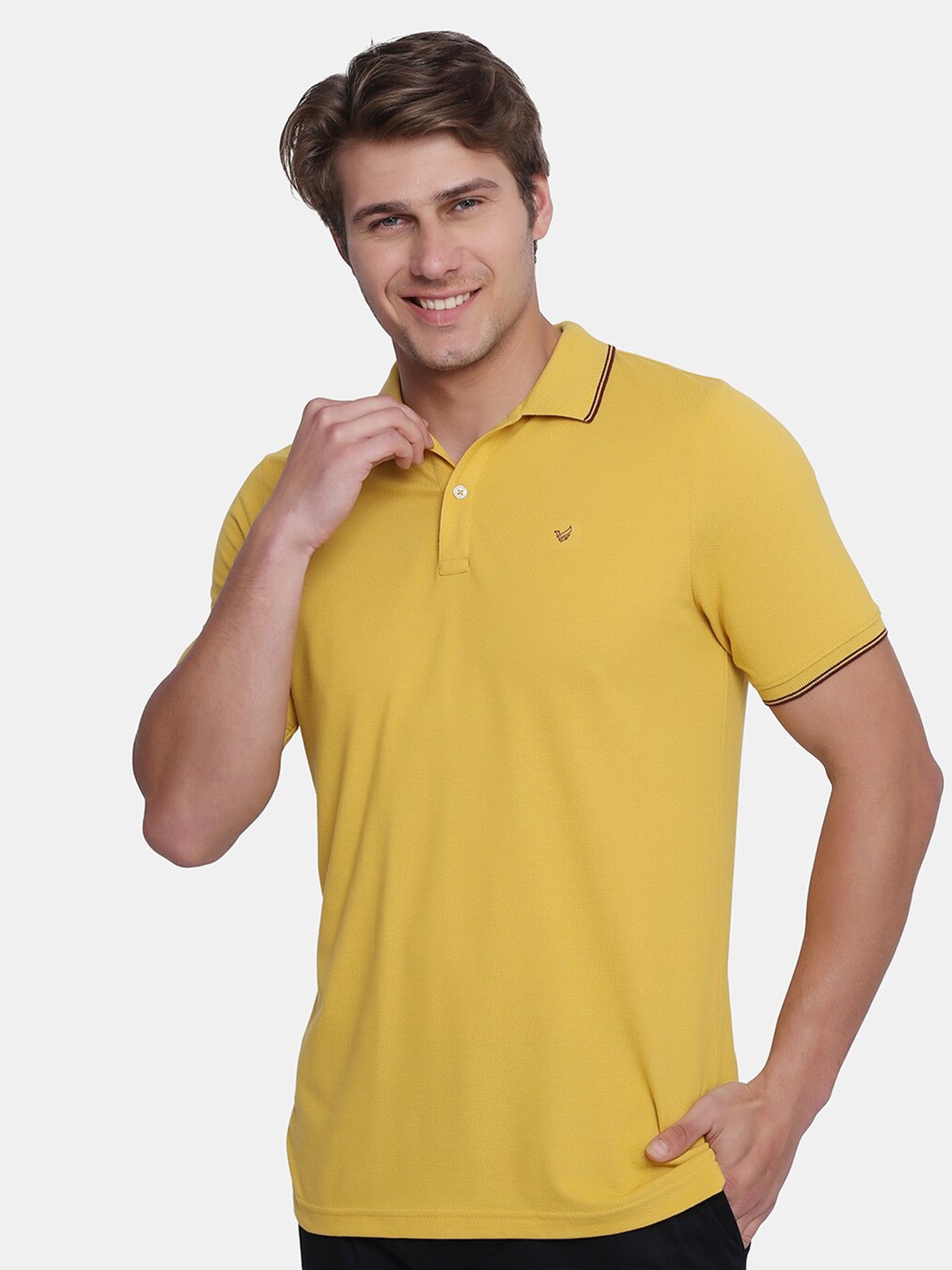 

Blackberrys Men Yellow Polo Collar Slim Fit T-shirt