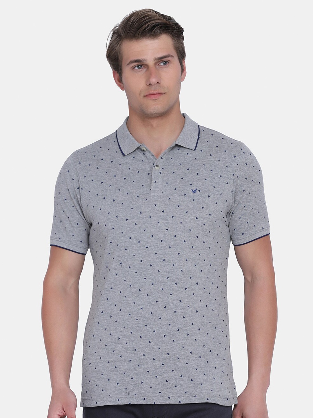 

Blackberrys Men Grey Printed Polo Collar T-shirt