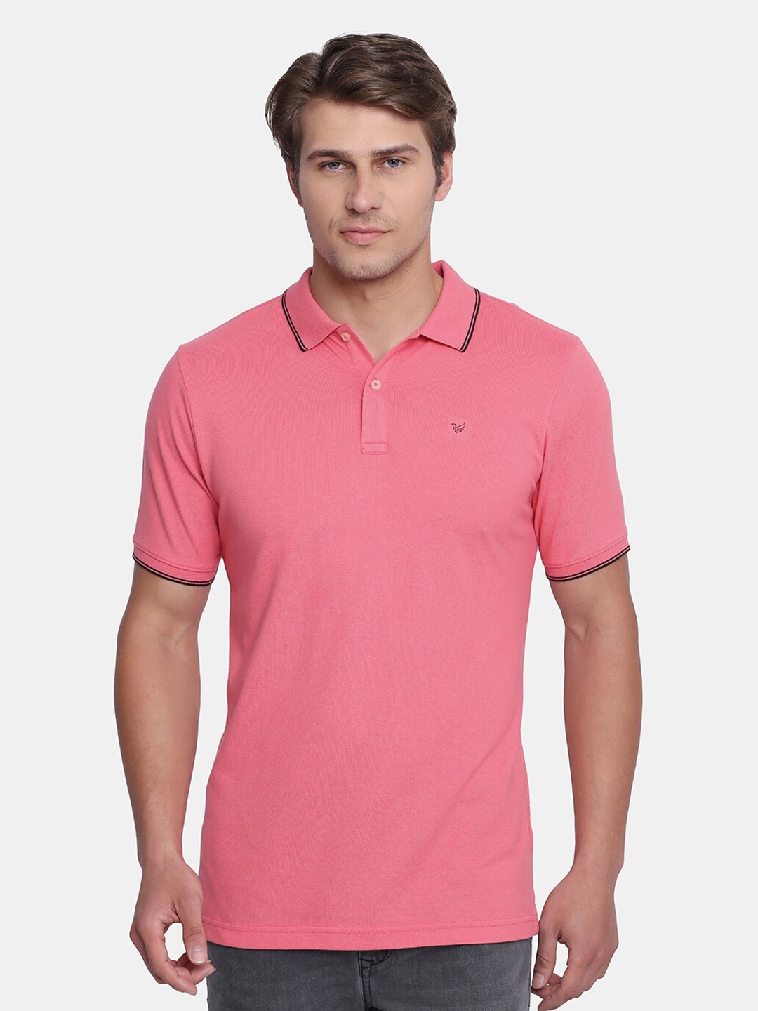 

Blackberrys Men Pink Polo Collar Slim Fit T-shirt