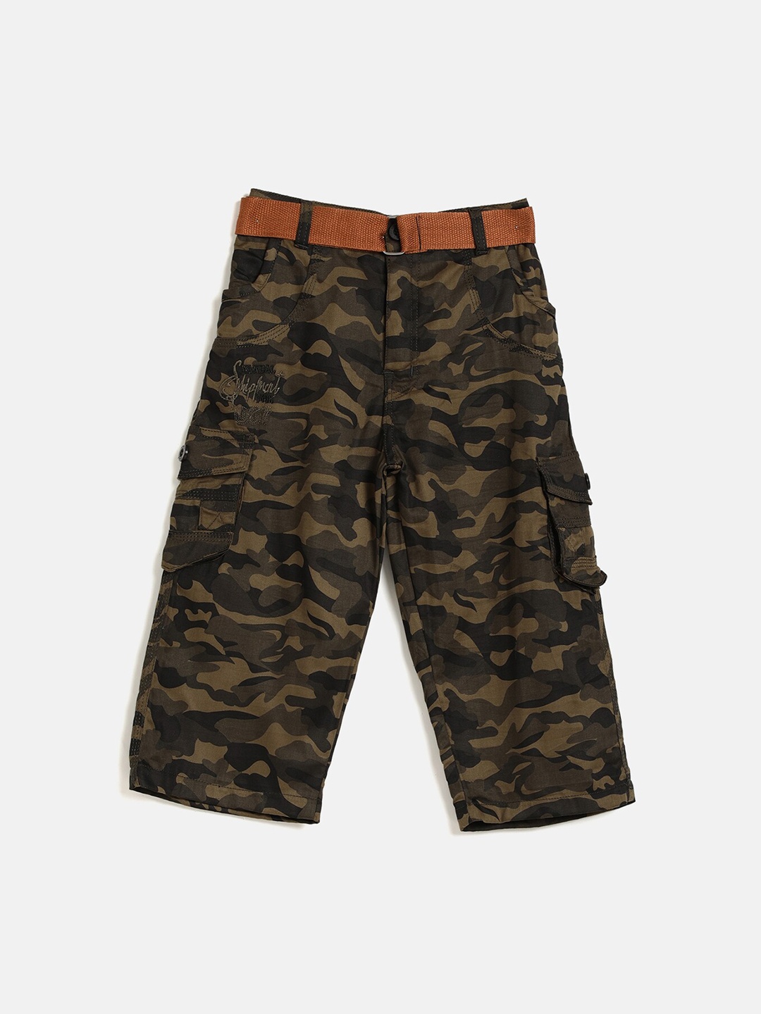 

V2 Value & Variety Boys Olive Green Camouflage Printed Cargo Shorts